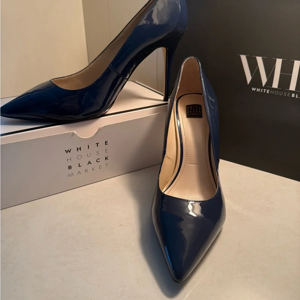 White House Black Market Blue Patent Leather Heels - Picture 10 of 16